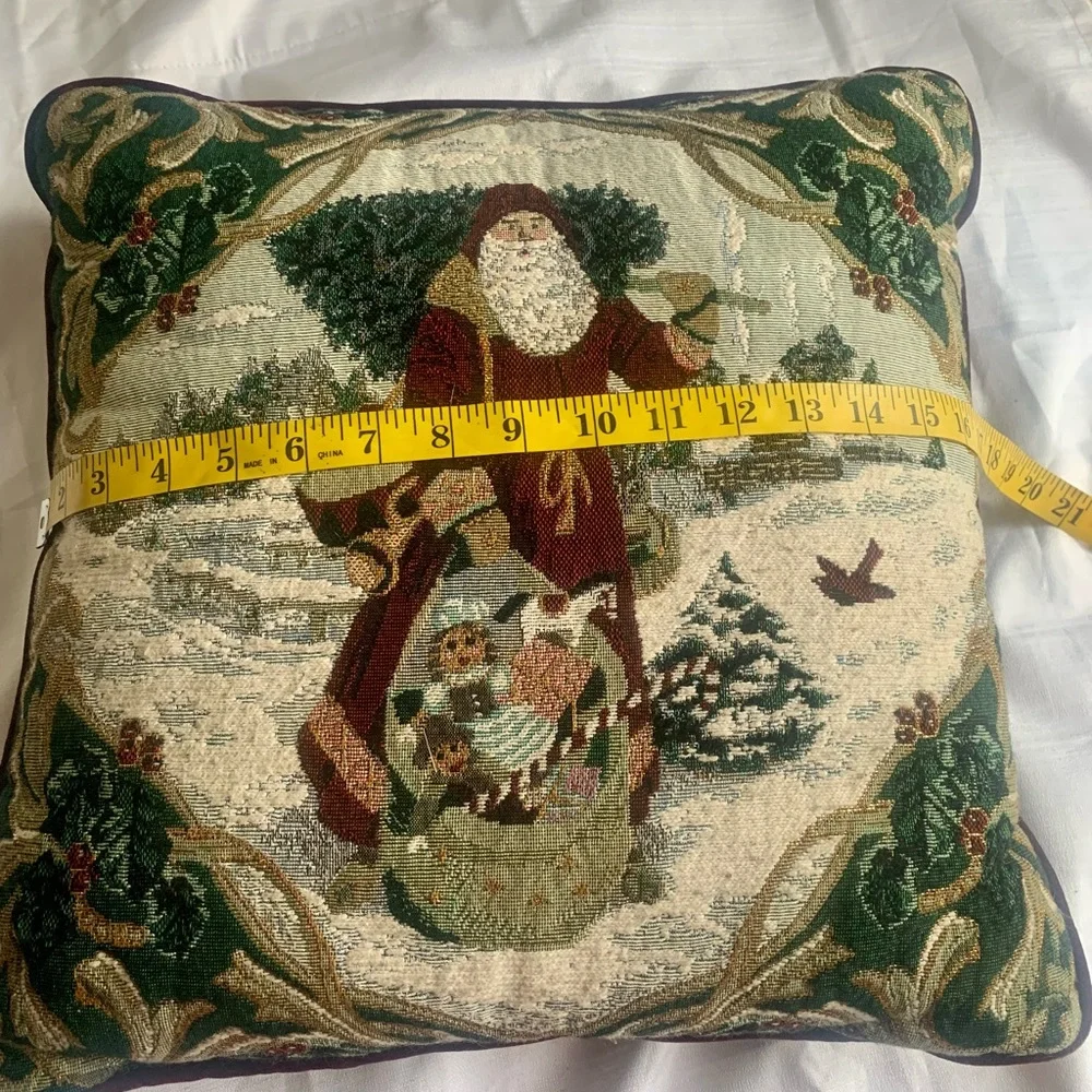 Christmas Santa Throw Pillow Velvet Back